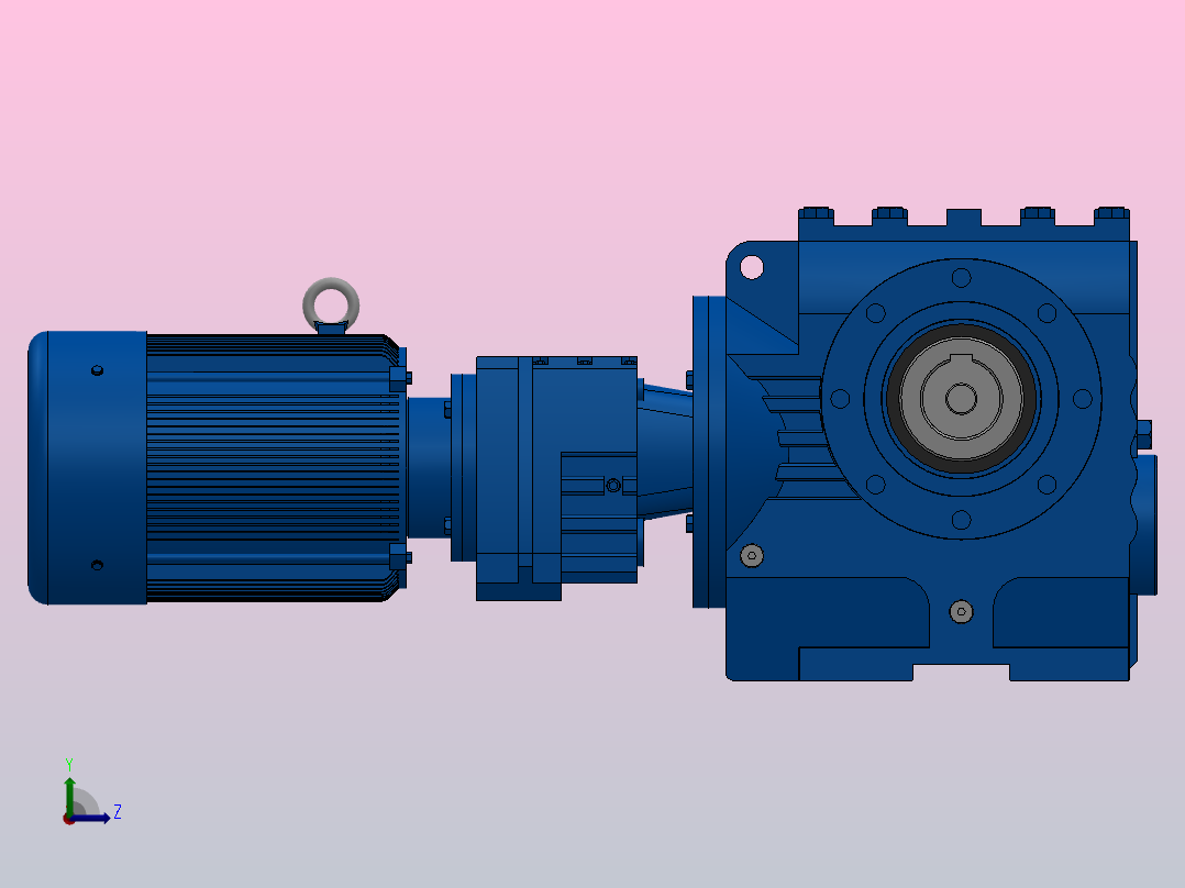 SAZ77R37组合式斜齿-蜗轮蜗杆减速机SAZ77R37-Y1.1-4P-219-M1-0°-B左视图