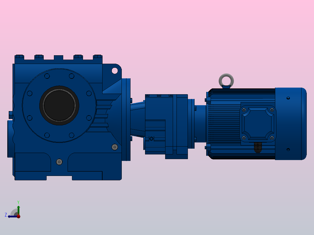 SAZ77R37组合式斜齿-蜗轮蜗杆减速机SAZ77R37-Y1.1-4P-219-M1-0°-B右视图