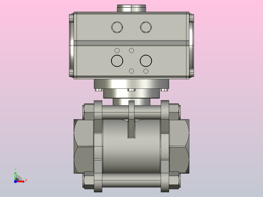8款气动内螺纹球阀前视图