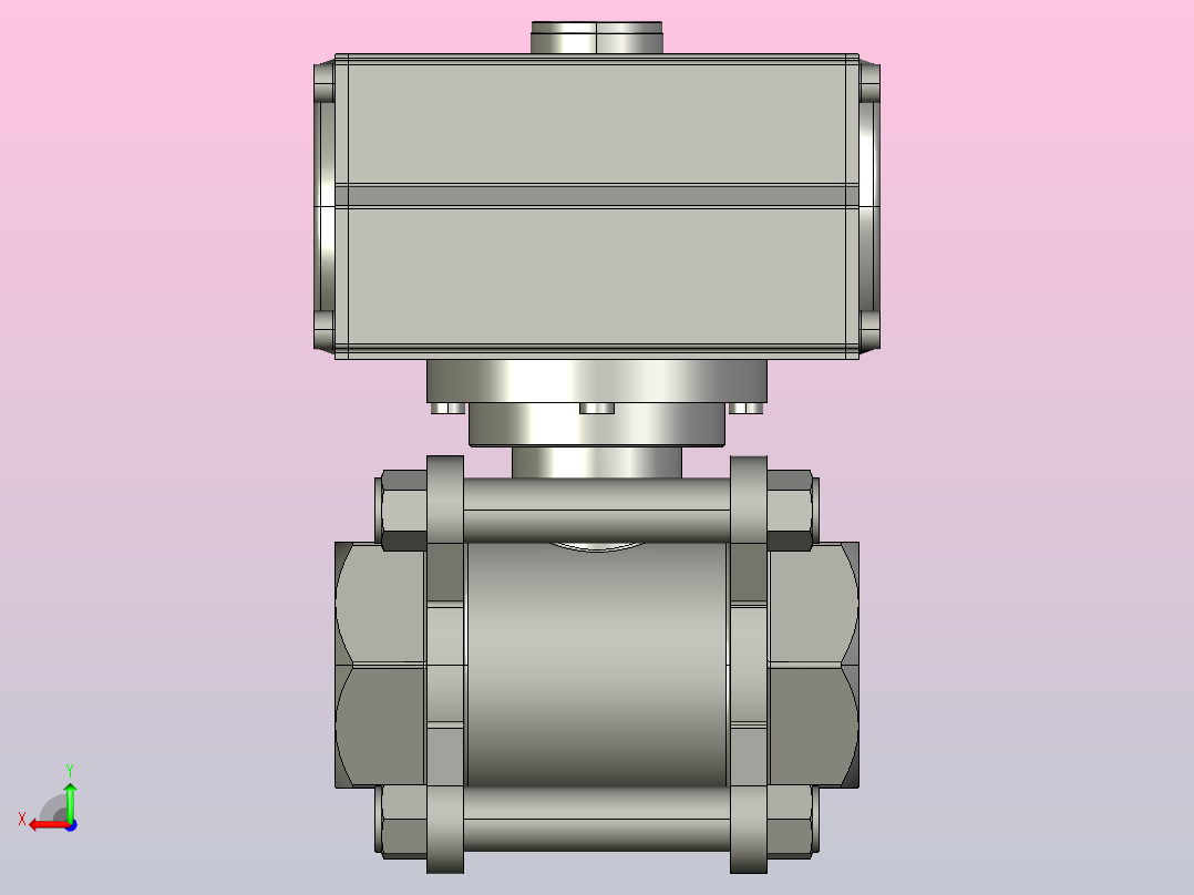 8款气动内螺纹球阀后视图
