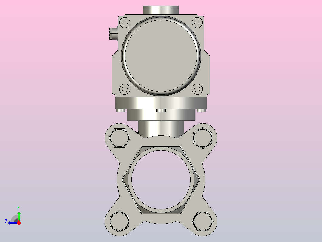 8款气动内螺纹球阀右视图