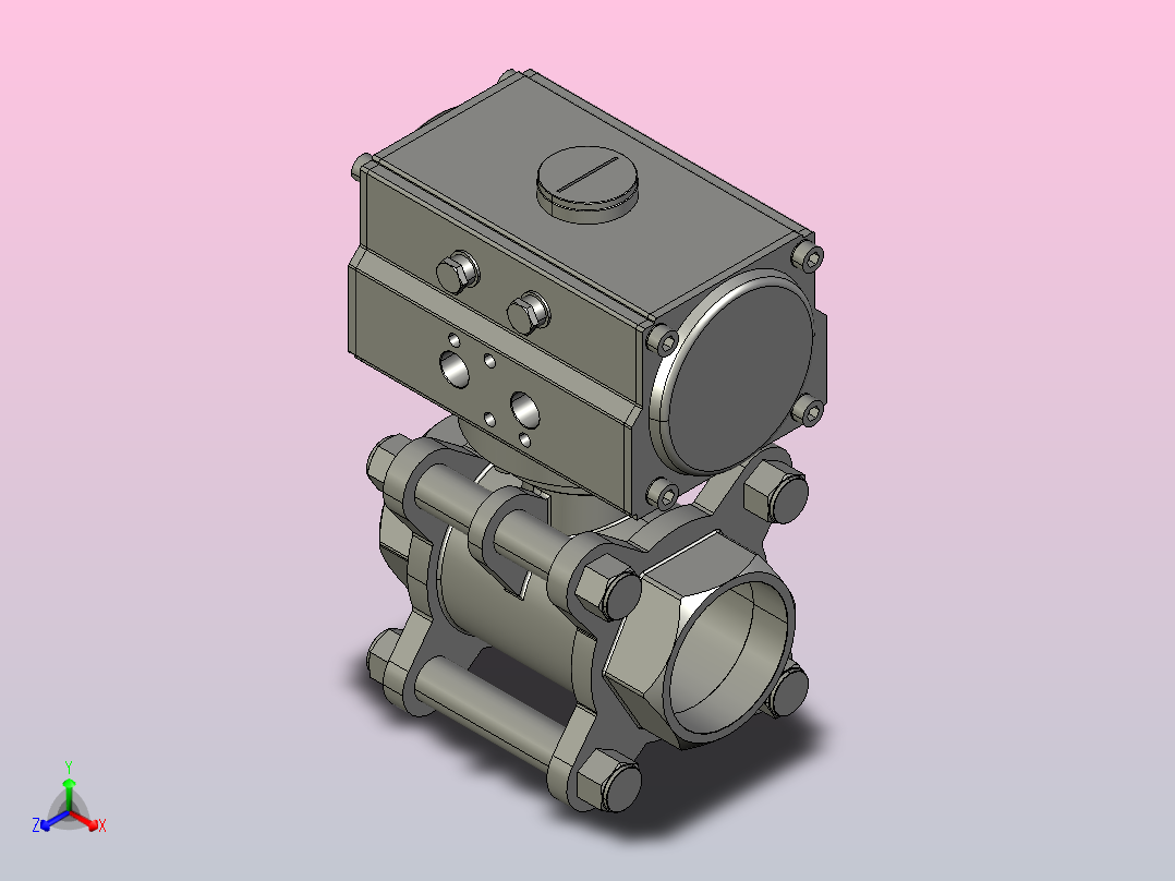 8款气动内螺纹球阀正等轴测图