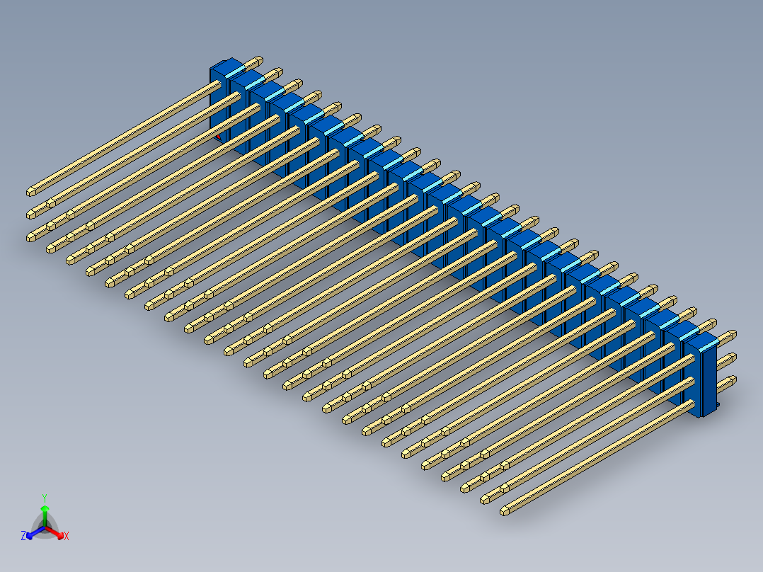 彩色公头100mil（2.54mm）系列-DS1021_blue_3x25p_100mil_Type43_rev1.0主视图