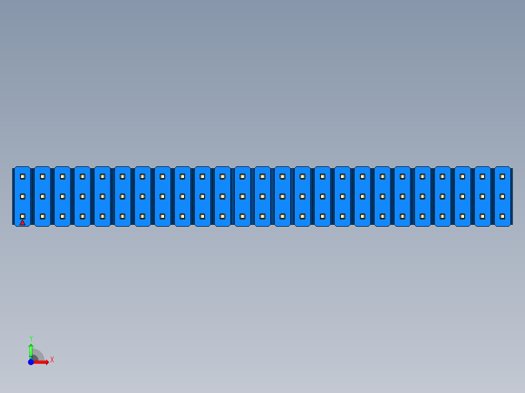 彩色公头100mil（2.54mm）系列-DS1021_blue_3x25p_100mil_Type43_rev1.0前视图