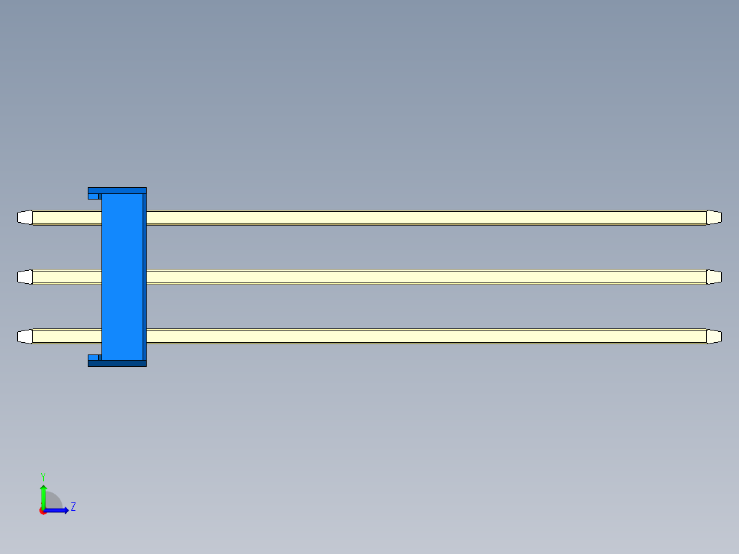 彩色公头100mil（2.54mm）系列-DS1021_blue_3x25p_100mil_Type43_rev1.0左视图
