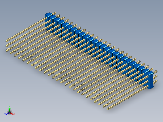 彩色公头100mil（2.54mm）系列-DS1021_blue_3x25p_100mil_Type43_rev1.0正等轴测缩略图