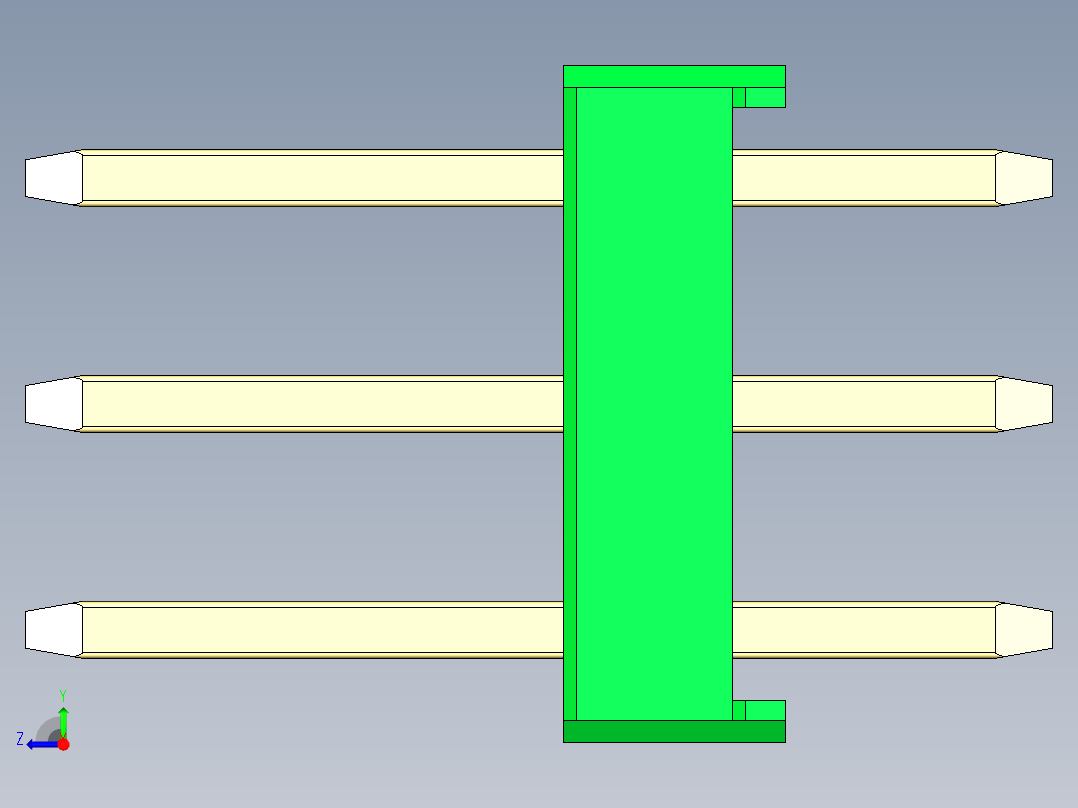 彩色公头100mil（2.54mm）系列-DS1021_green_3x08p_100mil_Type1_rev1.0右视图