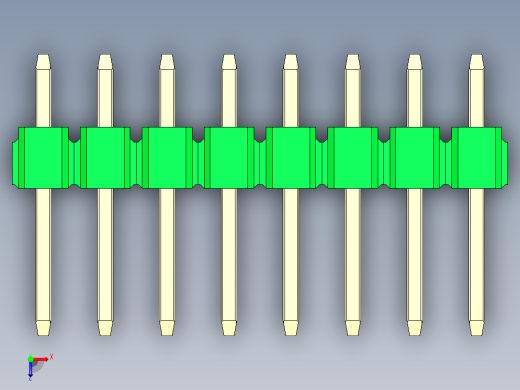 彩色公头100mil（2.54mm）系列-DS1021_green_3x08p_100mil_Type1_rev1.0俯视缩略图