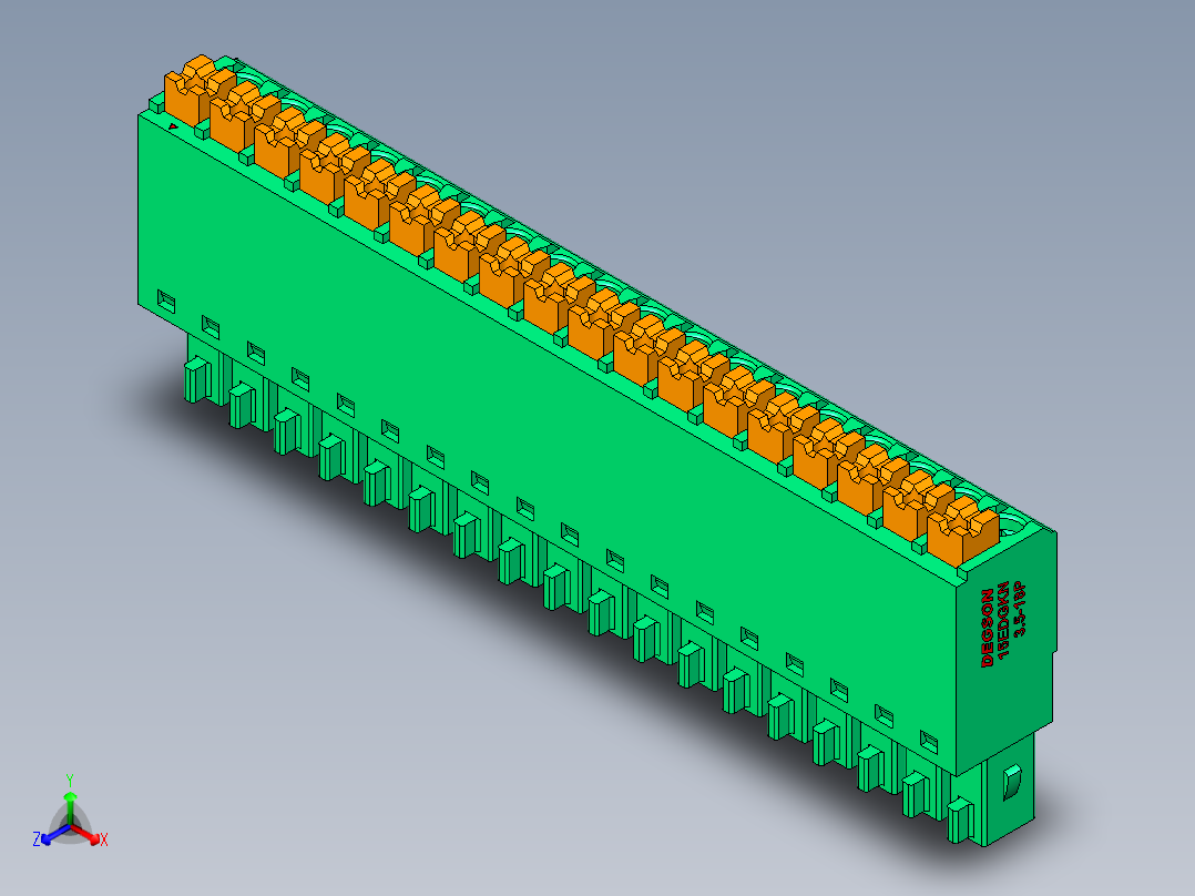 DEGSON 15EDG 系列 3.5mm 插拔式接线端子 FullPack-15EDGKN-3.5-18P-14-00AH主视图