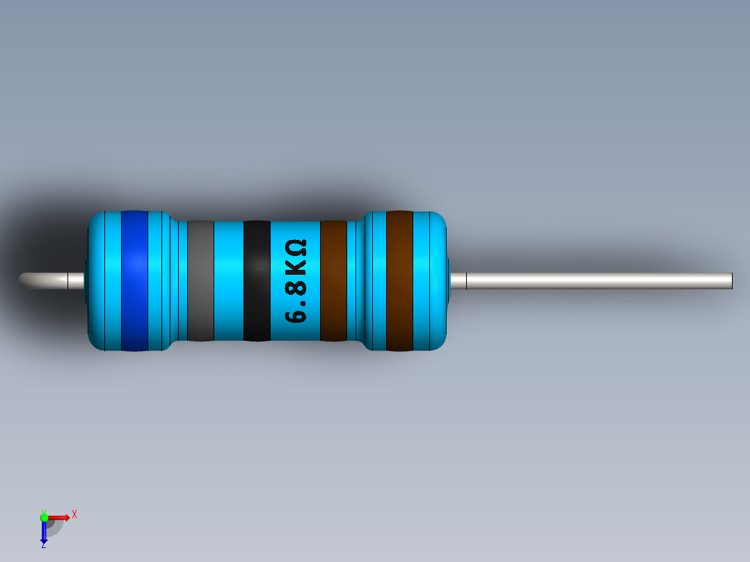 电容器 二极管 电阻器-Resistor Vertical 6.8K Ohm 1W俯视图