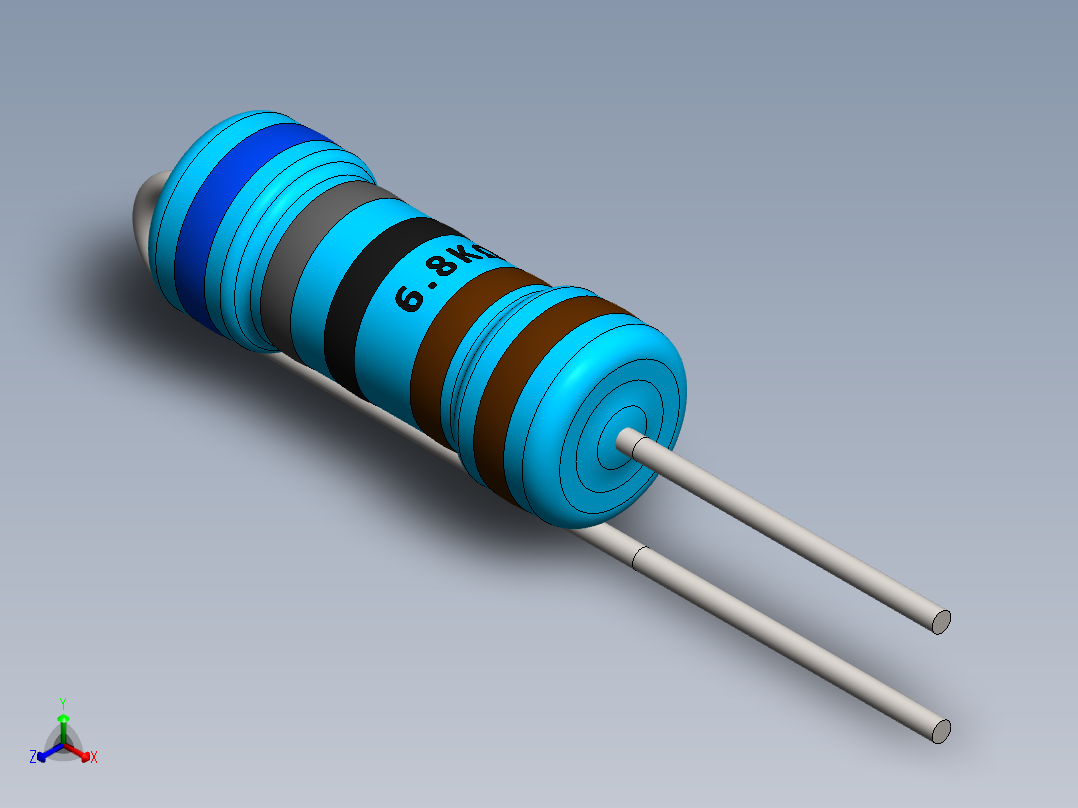 电容器 二极管 电阻器-Resistor Vertical 6.8K Ohm 1W正等轴测图
