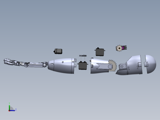 Bionic hand仿生手爆炸模型3D图纸 Solidworks设计左视缩略图