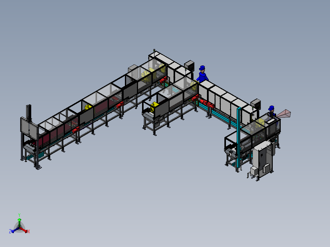 倍速链传送带正等轴测图