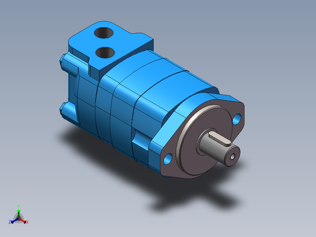 伊顿2K-80摆线液压马达平键标准轴正等轴测图