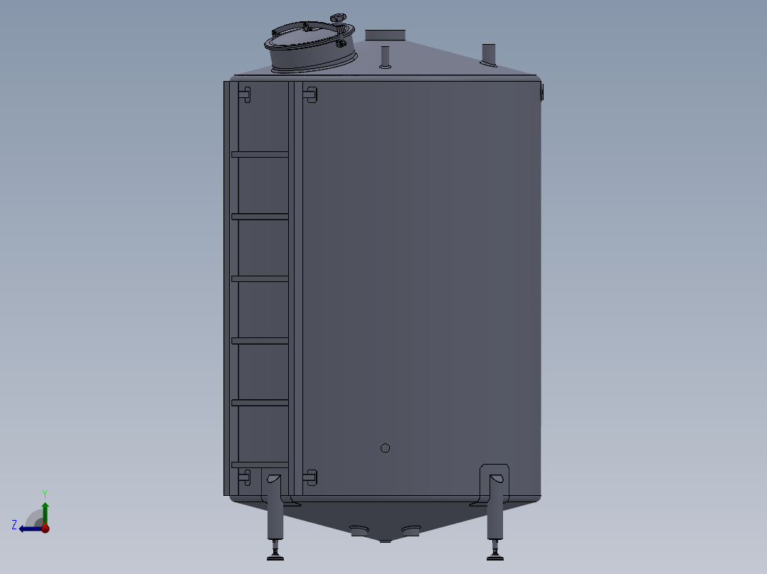 压力容积、500L CIP储存罐右视图