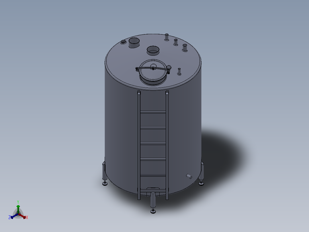 压力容积、500L CIP储存罐正等轴测图