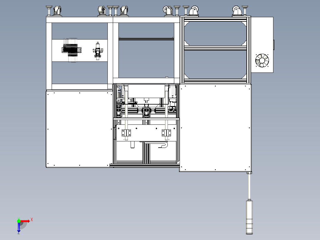继电器自动检测、自动包装机设备俯视图