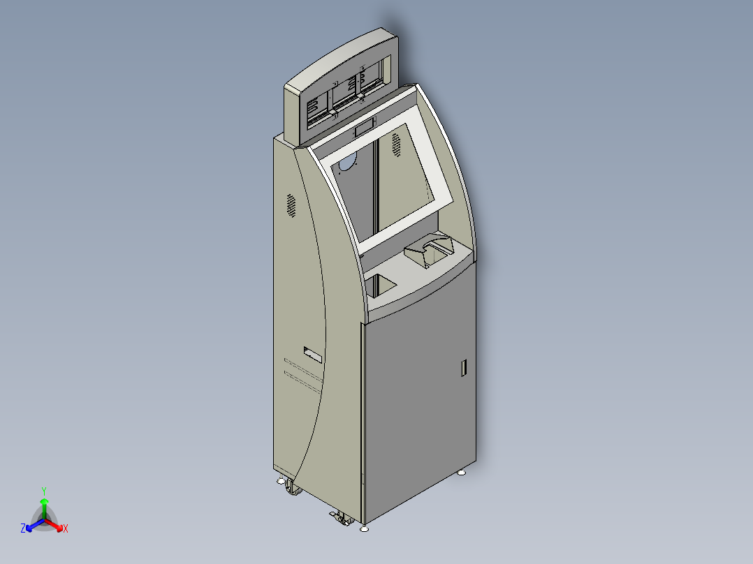 ATM银行操作台外壳钣金正等轴测图