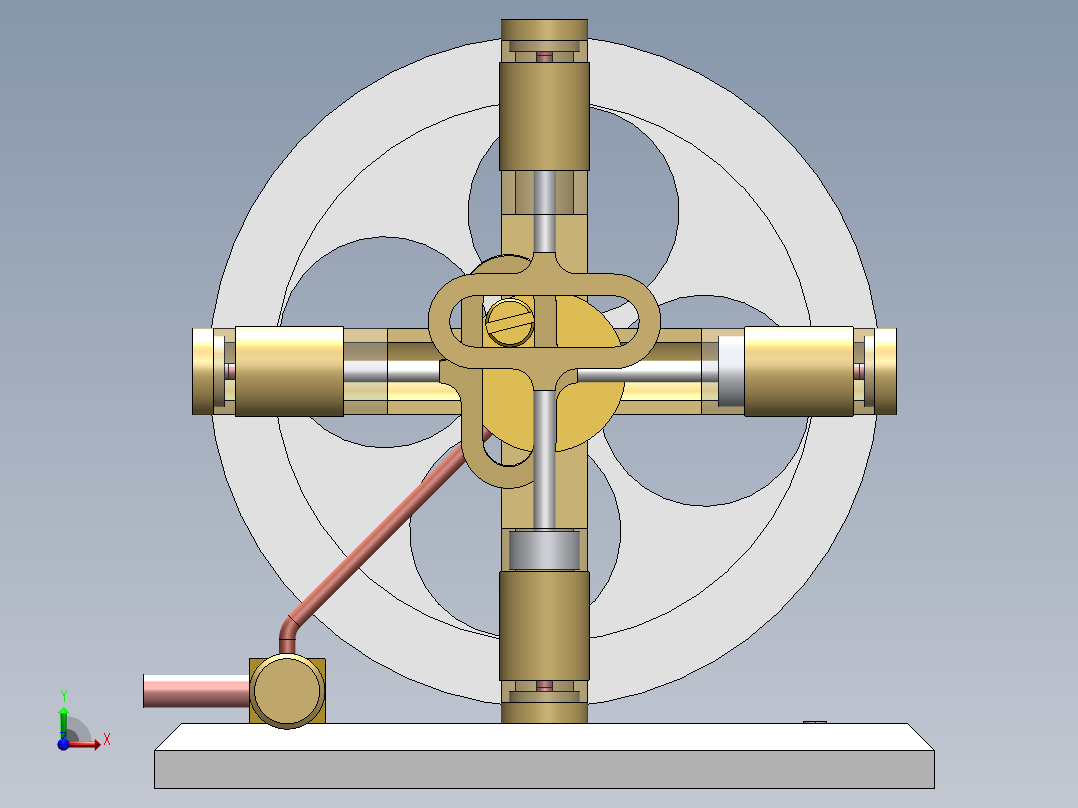 蒸汽机four-cylinder-steam-engine-2831-模型格式为 sw前视图