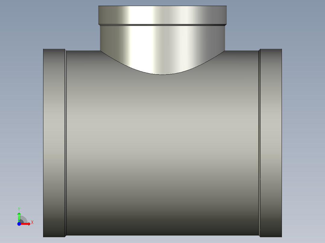 螺纹管三通-异径 DN100-DN65前视图