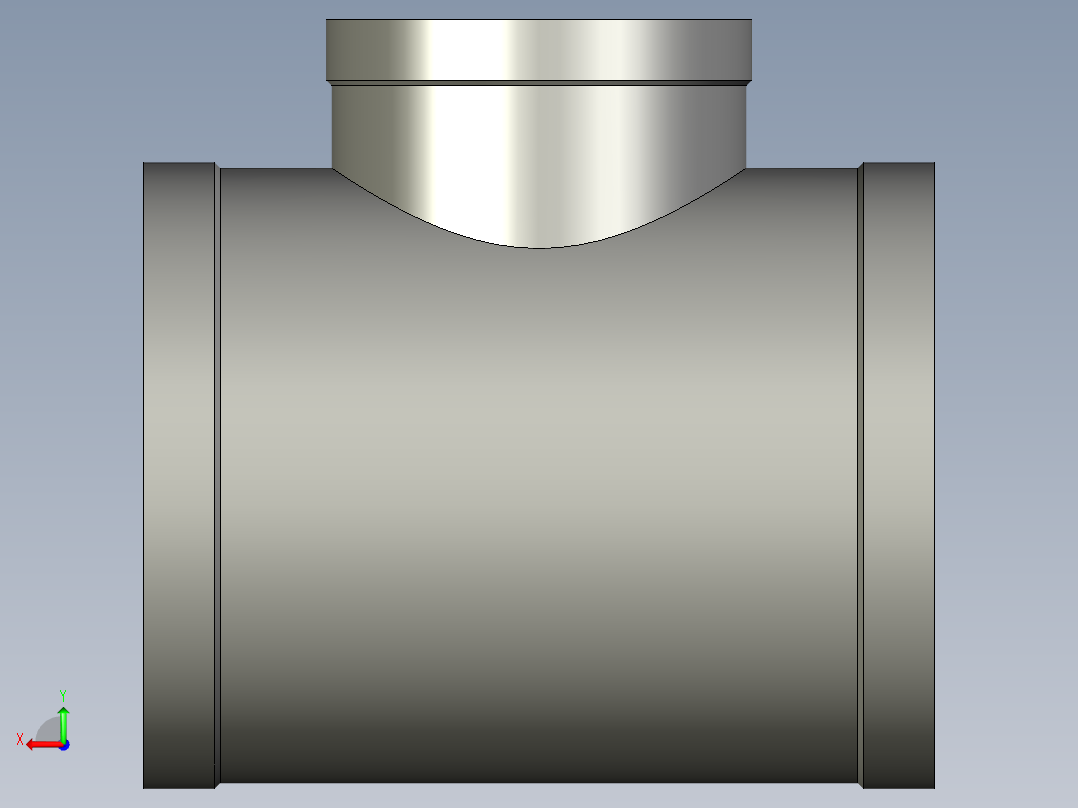 螺纹管三通-异径 DN100-DN65后视图