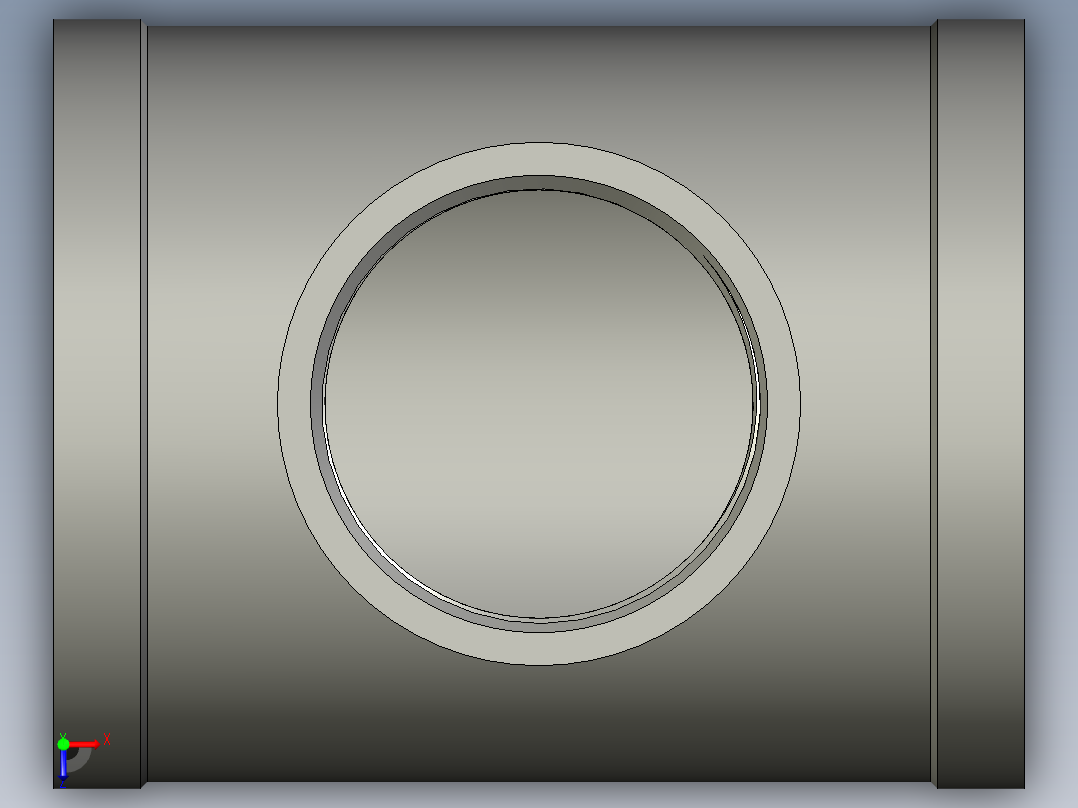 螺纹管三通-异径 DN100-DN65俯视图