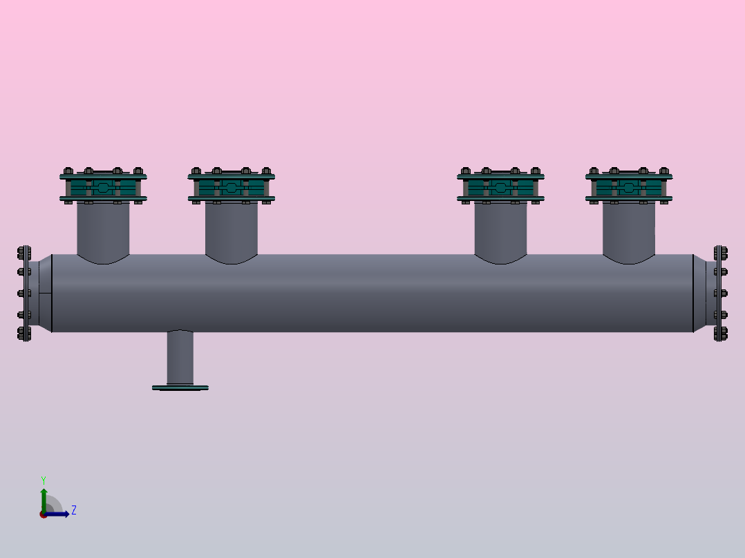 蒸汽提取集管左视图