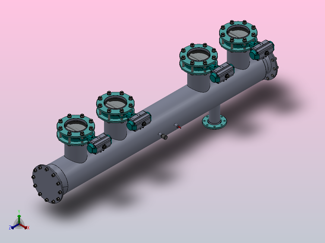 蒸汽提取集管正等轴测图