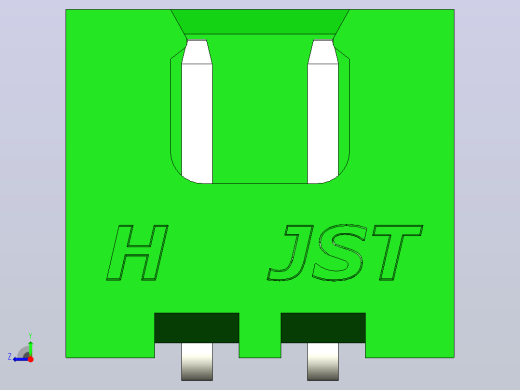 绿色JST XH 2针连接器P 2 54mm成角度右视缩略图