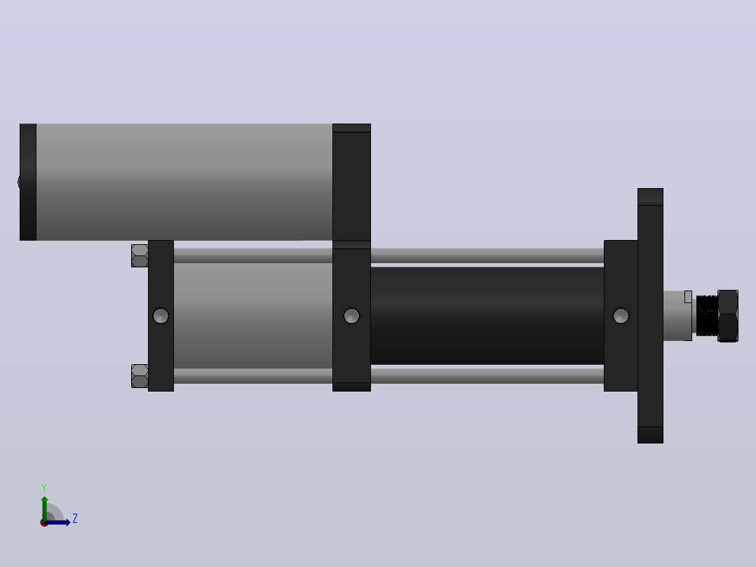 MPT-15T系列标准型[MPT-125-200-10-15T-M1-S2-0°]气压增压缸左视图