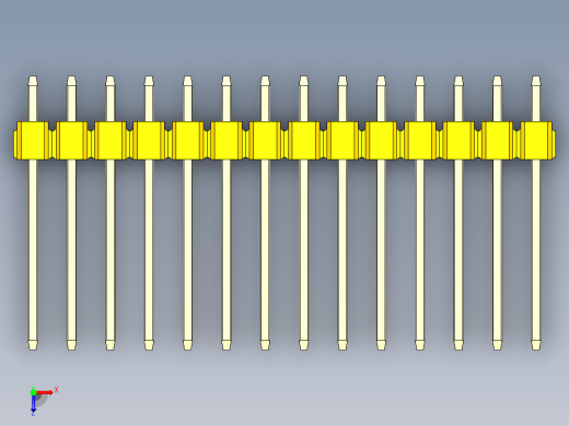彩色公头100mil（2.54mm）系列-DS1021_yellow_3x14p_100mil_Type5_rev1.0俯视缩略图