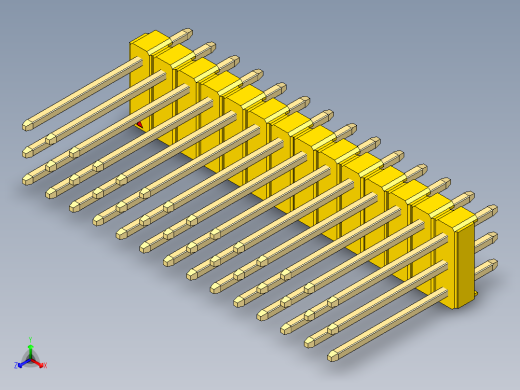 彩色公头100mil（2.54mm）系列-DS1021_yellow_3x14p_100mil_Type5_rev1.0正等轴测缩略图