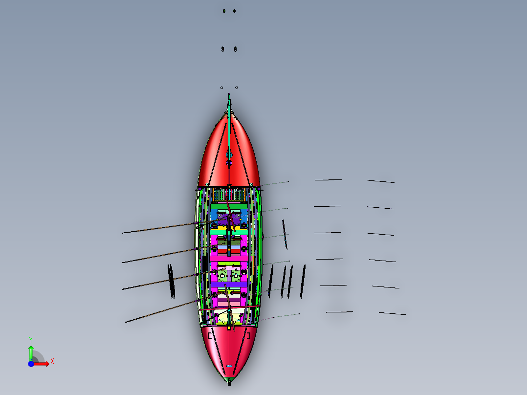 航海大型多人救生船前视图
