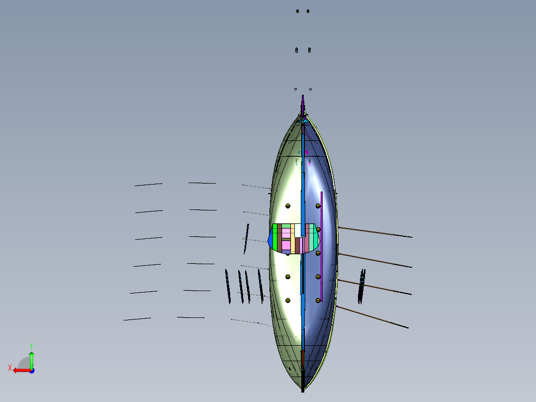 航海大型多人救生船后视图