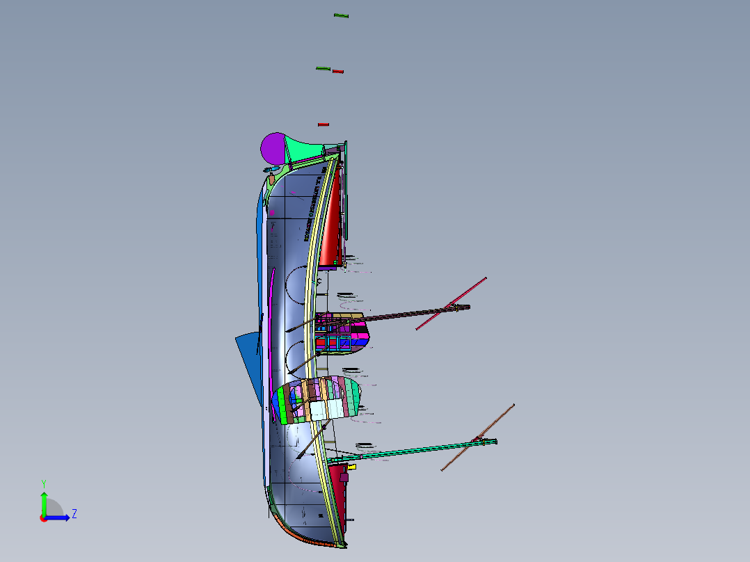 航海大型多人救生船左视图