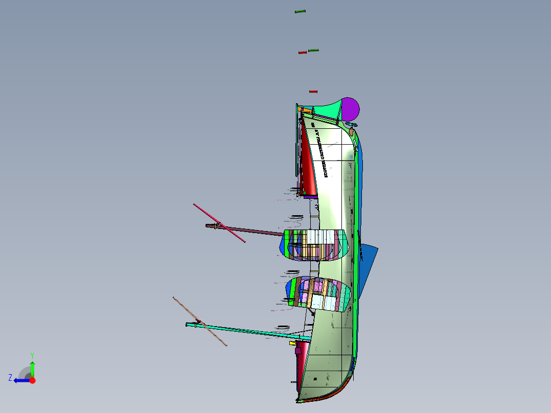 航海大型多人救生船右视图