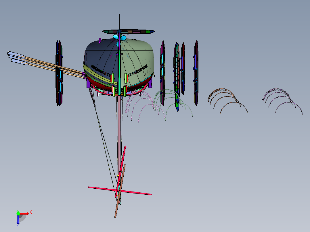 航海大型多人救生船俯视图