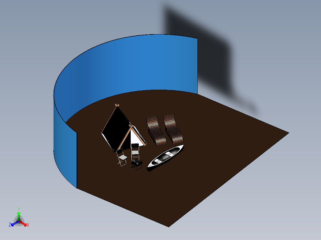 现代露营正等轴测图