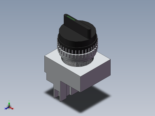 旋钮开关YW1S-2E10(自锁二档开关)正等轴测缩略图