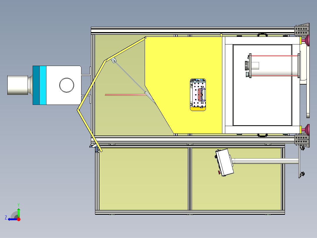 翅片成型机，铝箔成型机，伺服切刀，闭环张紧控制，开卷机构右视图