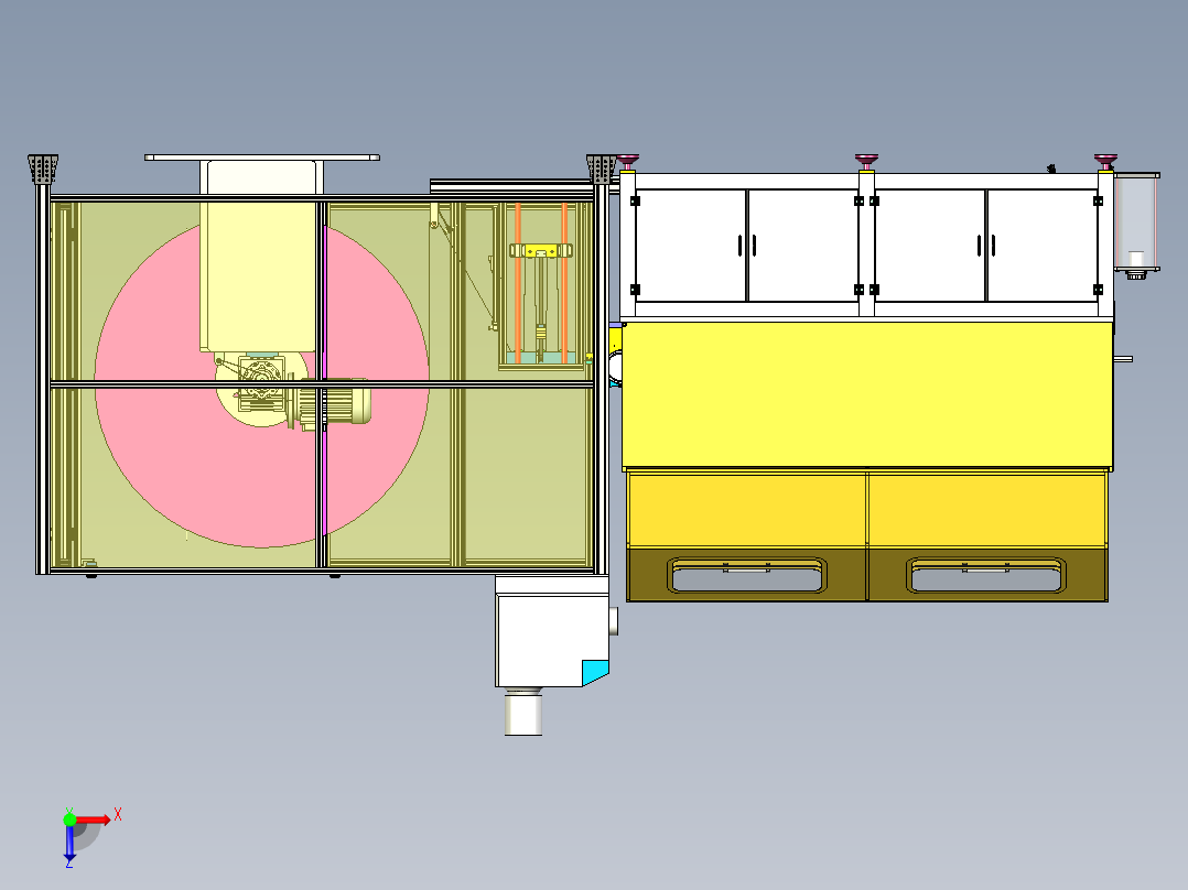 翅片成型机，铝箔成型机，伺服切刀，闭环张紧控制，开卷机构俯视图