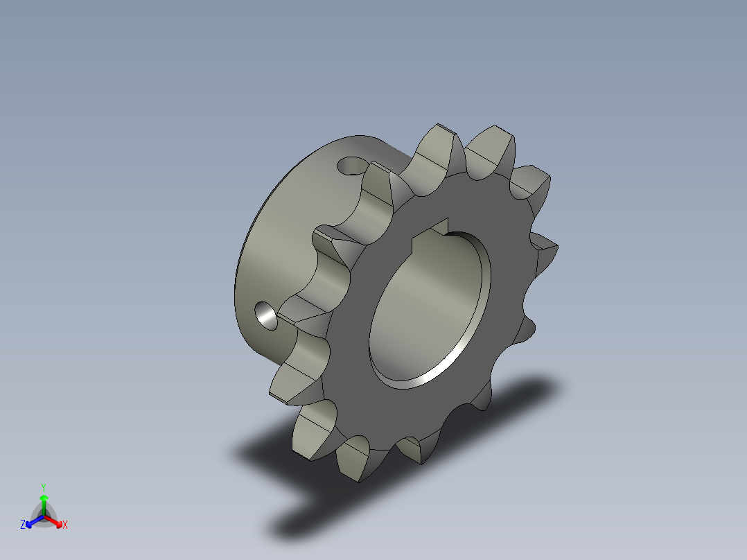 PDJ1008-A-09从动链轮08B-13Z-内孔25正等轴测图