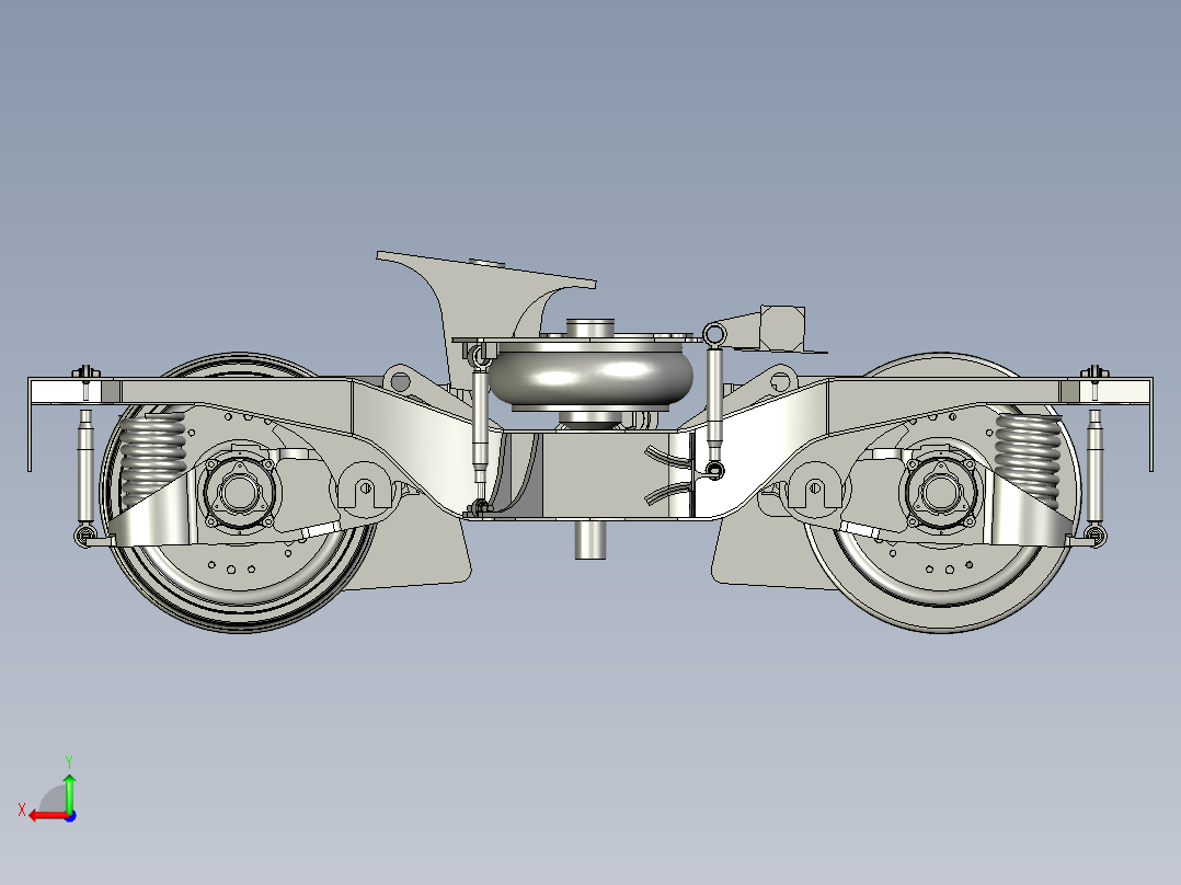 低地板独立旋转车轮动力转向架设计后视图