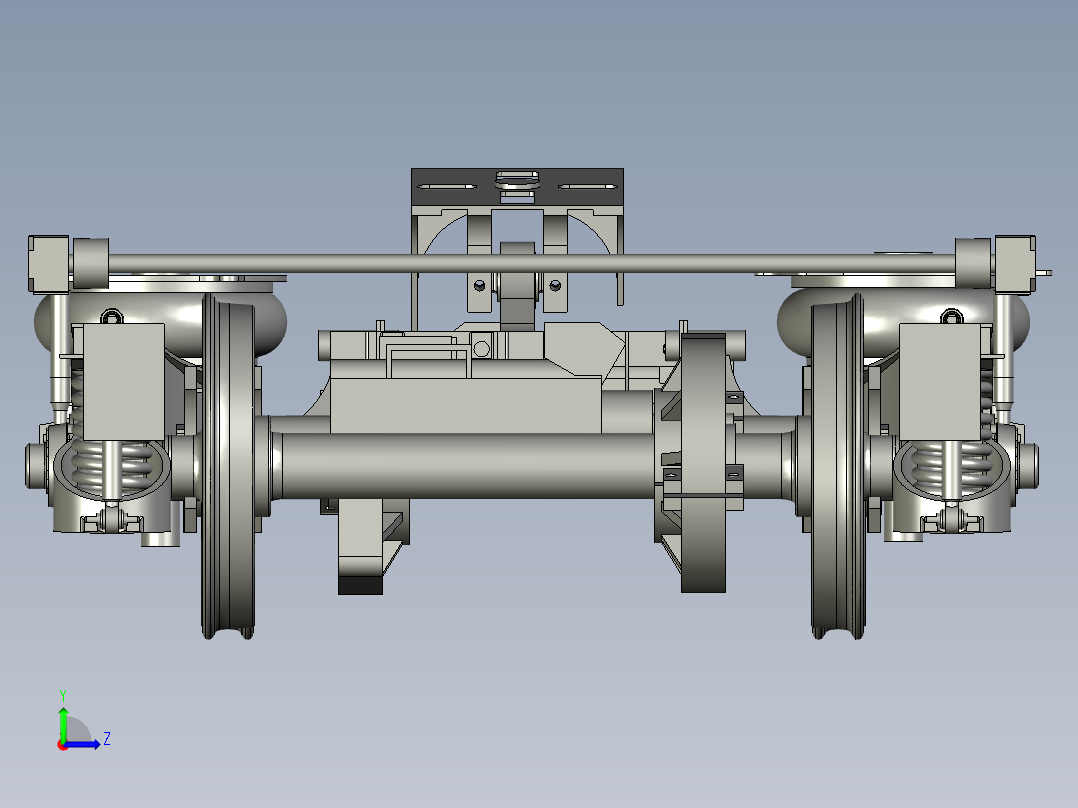 低地板独立旋转车轮动力转向架设计左视图