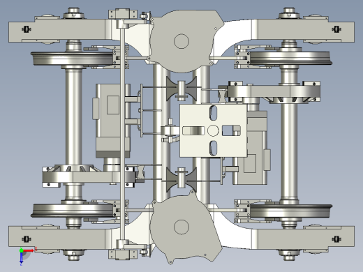 低地板独立旋转车轮动力转向架设计俯视缩略图
