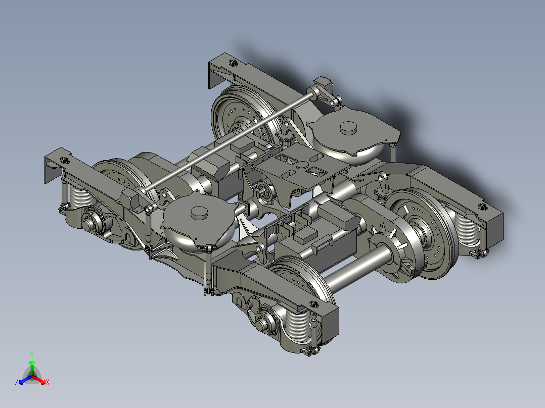 低地板独立旋转车轮动力转向架设计正等轴测图