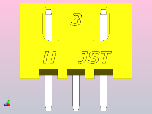 连接器黄色JST XH 3针2.54 mm右视缩略图