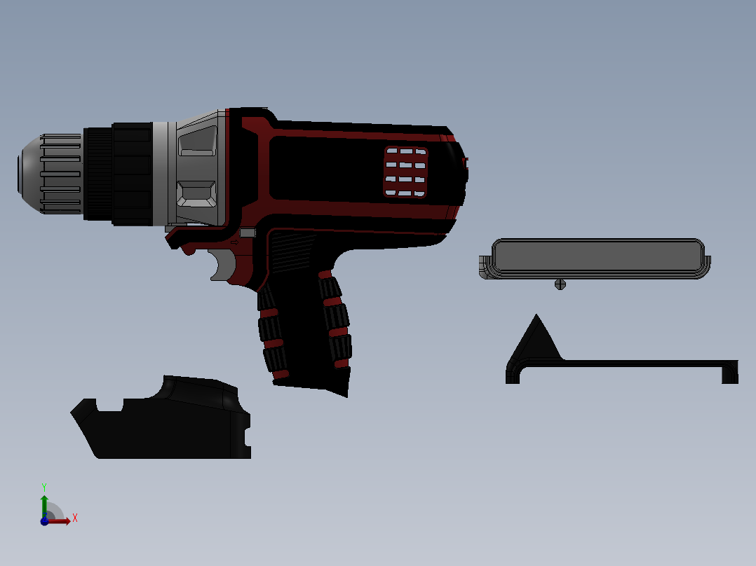 一款完整手动电转机3D模型前视图