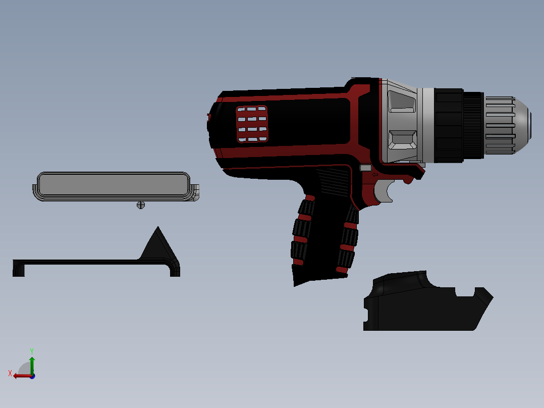 一款完整手动电转机3D模型后视图
