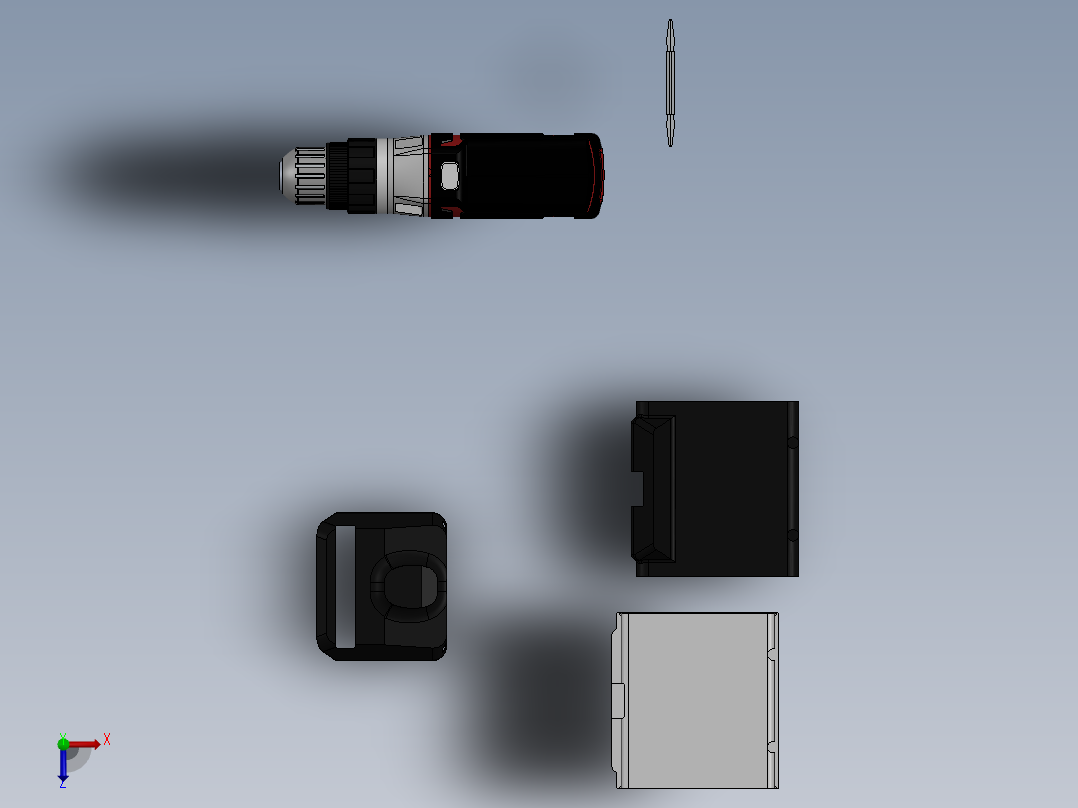 一款完整手动电转机3D模型俯视图